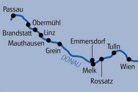 Mapa - De Passau a Viena en barco y bicicleta