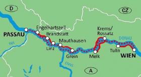 El carril bici del Danubio en bici y barco - mapa